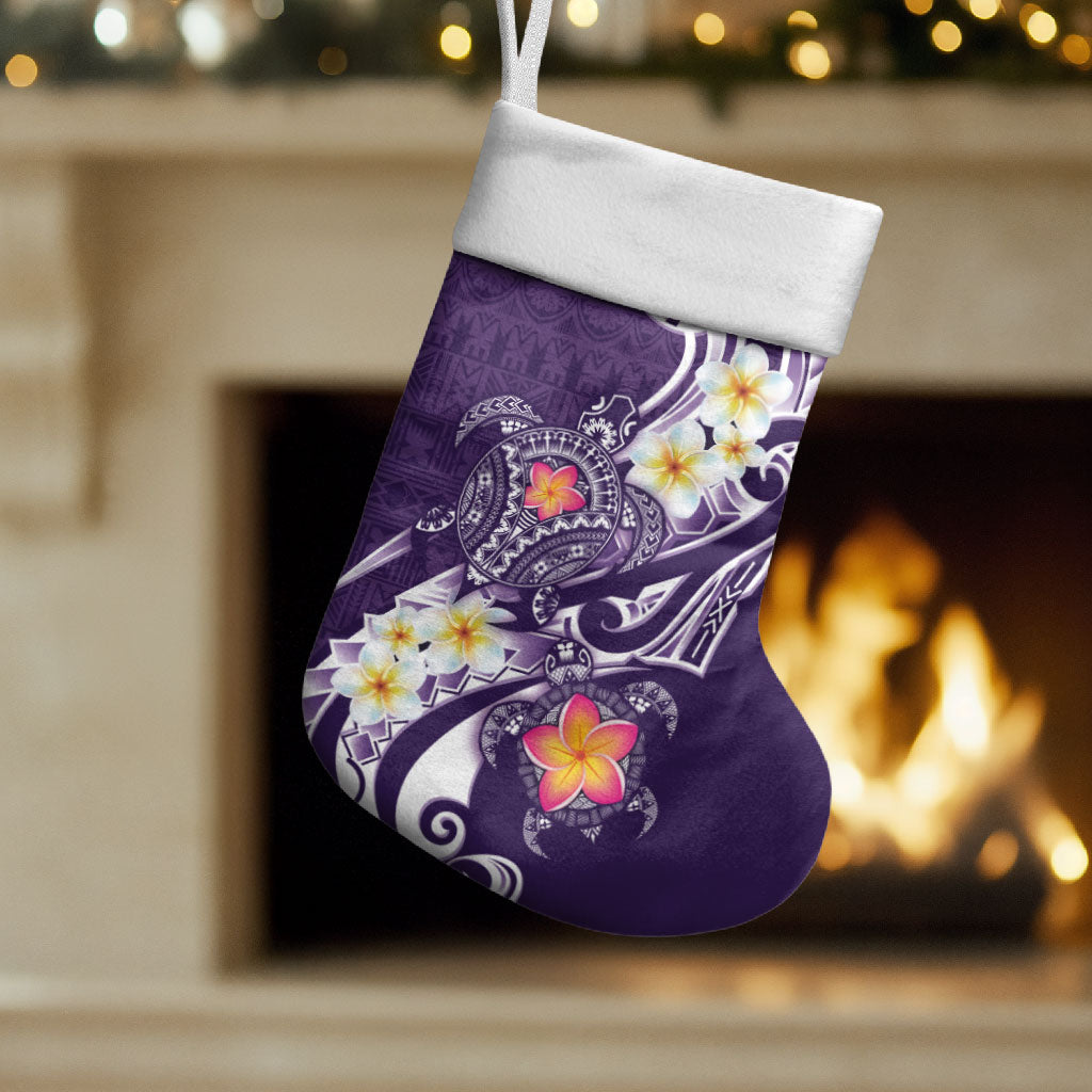 Bula Fiji Tapa Turtle Christmas Stocking Plumeria Fijian Masi Vonu Purple LT14 Set of 2 Purple - Polynesian Pride