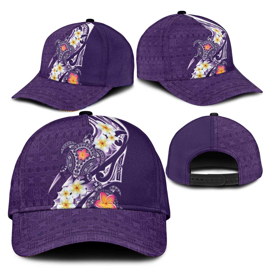 Bula Fiji Tapa Turtle Classic Cap Plumeria Fijian Masi Vonu Purple LT14 - Polynesian Pride
