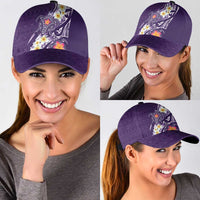 Bula Fiji Tapa Turtle Classic Cap Plumeria Fijian Masi Vonu Purple LT14 - Polynesian Pride