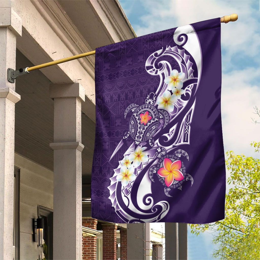 Bula Fiji Tapa Turtle Garden Flag Plumeria Fijian Masi Vonu Purple LT14 House Flag Purple - Polynesian Pride
