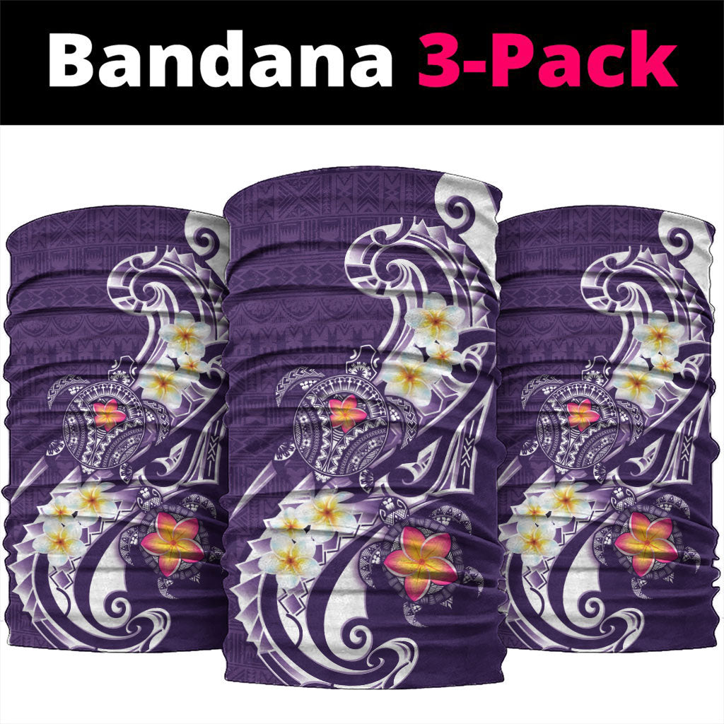 Bula Fiji Tapa Turtle Neck Gaiter Plumeria Fijian Masi Vonu Purple LT14 package One Size: 25*50cm Purple - Polynesian Pride