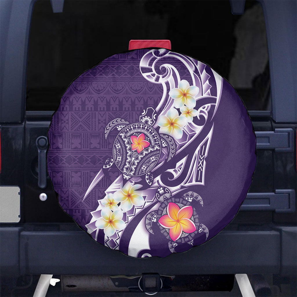Bula Fiji Tapa Turtle Spare Tire Cover Plumeria Fijian Masi Vonu Purple LT14 No hole Purple - Polynesian Pride