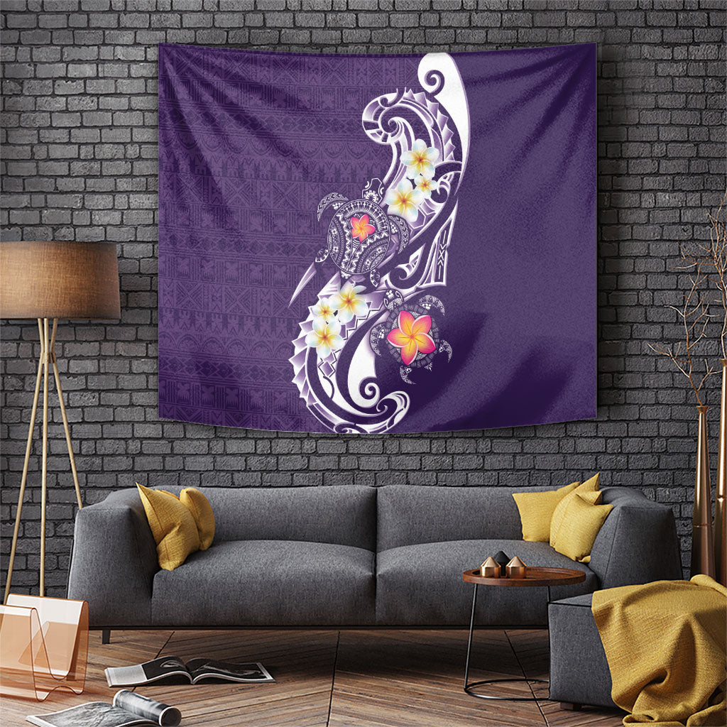 Bula Fiji Tapa Turtle Tapestry Plumeria Fijian Masi Vonu Purple LT14 Purple - Polynesian Pride