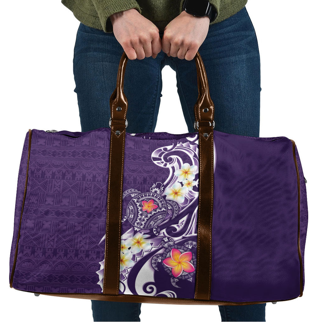 Bula Fiji Tapa Turtle Travel Bag Plumeria Fijian Masi Vonu Purple LT14 Purple - Polynesian Pride