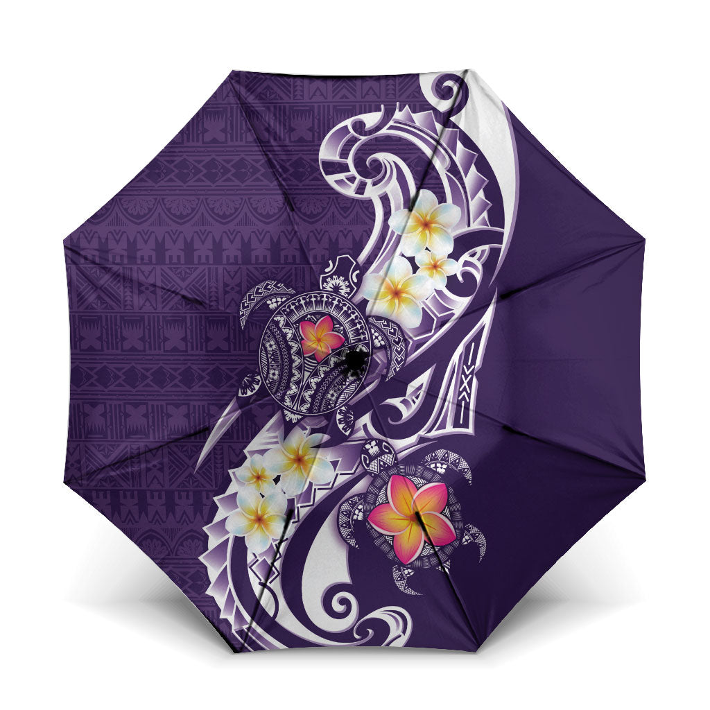 Bula Fiji Tapa Turtle Umbrella Plumeria Fijian Masi Vonu Purple LT14 One Size Folded 11.42 inch Opened Diameter 37.4 inch Purple - Polynesian Pride