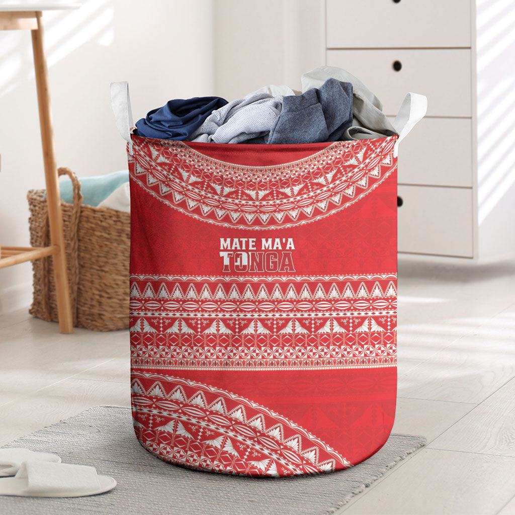 Mate Ma'a Tonga 2026 Rugby Laundry Basket Go Champions Tongan Ngatu Pattern LT14 Red - Polynesian Pride