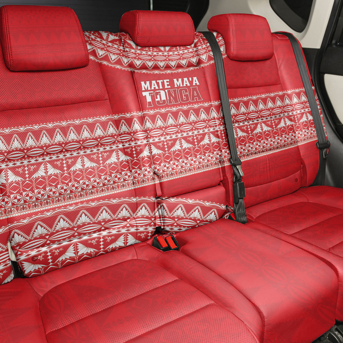 Mate Ma'a Tonga 2026 Rugby Back Car Seat Cover Go Champions Tongan Ngatu Pattern LT14 - Polynesian Pride