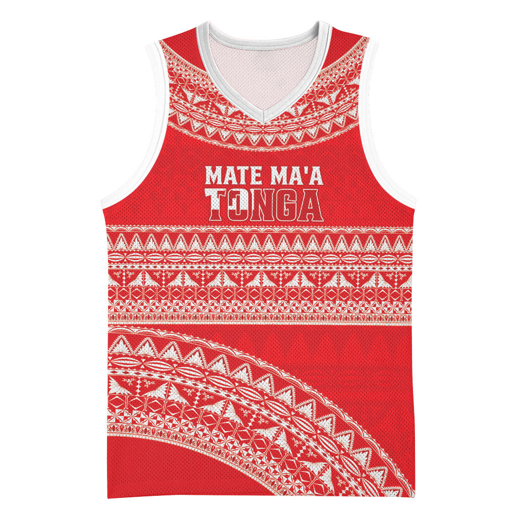 Mate Ma'a Tonga 2026 Rugby Custom Basketball Jersey Go Champions Tongan Ngatu Pattern LT14 Unisex Red - Polynesian Pride