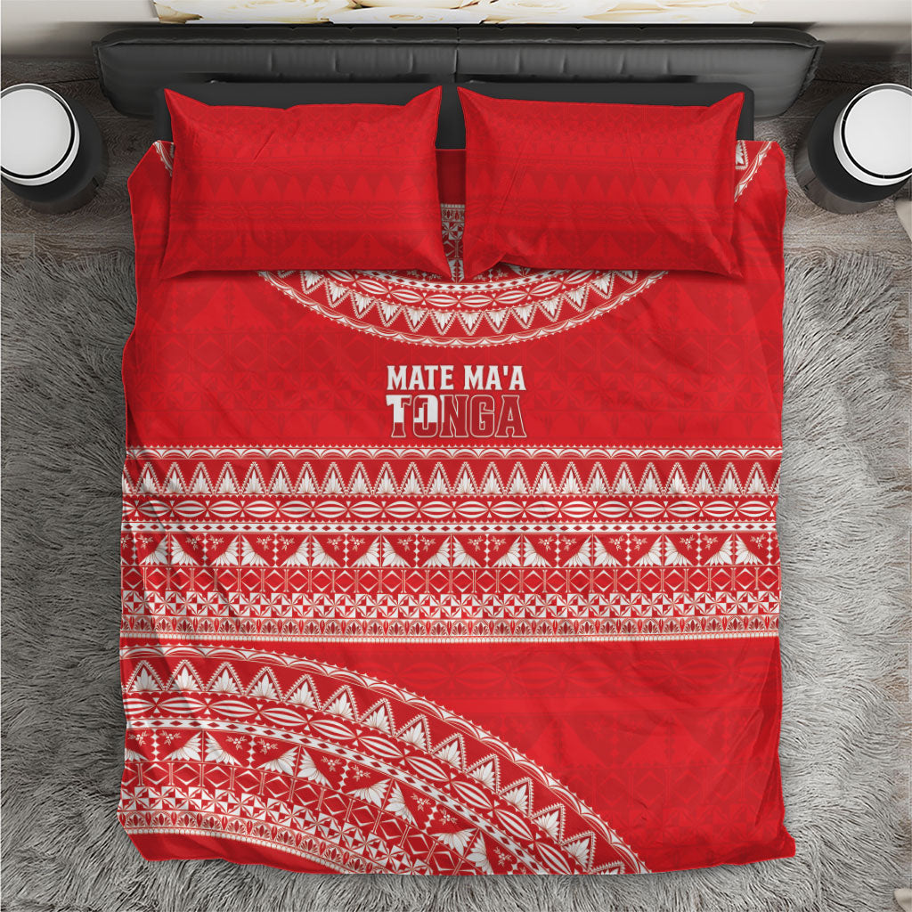 Mate Ma'a Tonga 2026 Rugby Bedding Set Go Champions Tongan Ngatu Pattern LT14 Red - Polynesian Pride