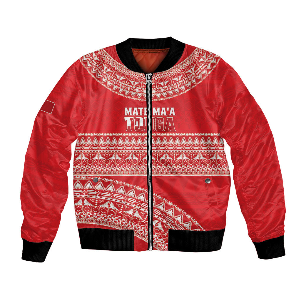 Mate Ma'a Tonga 2026 Rugby Custom Bomber Jacket Go Champions Tongan Ngatu Pattern LT14 Unisex Red - Polynesian Pride
