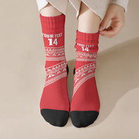 Mate Ma'a Tonga 2026 Rugby Custom Crew Socks Go Champions Tongan Ngatu Pattern LT14 Crew Socks Red - Polynesian Pride