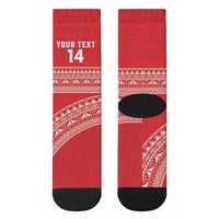 Mate Ma'a Tonga 2026 Rugby Custom Crew Socks Go Champions Tongan Ngatu Pattern LT14 - Polynesian Pride