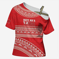 Mate Ma'a Tonga 2026 Rugby Custom Cross Shoulder Shirt Go Champions Tongan Ngatu Pattern LT14 Female Red - Polynesian Pride