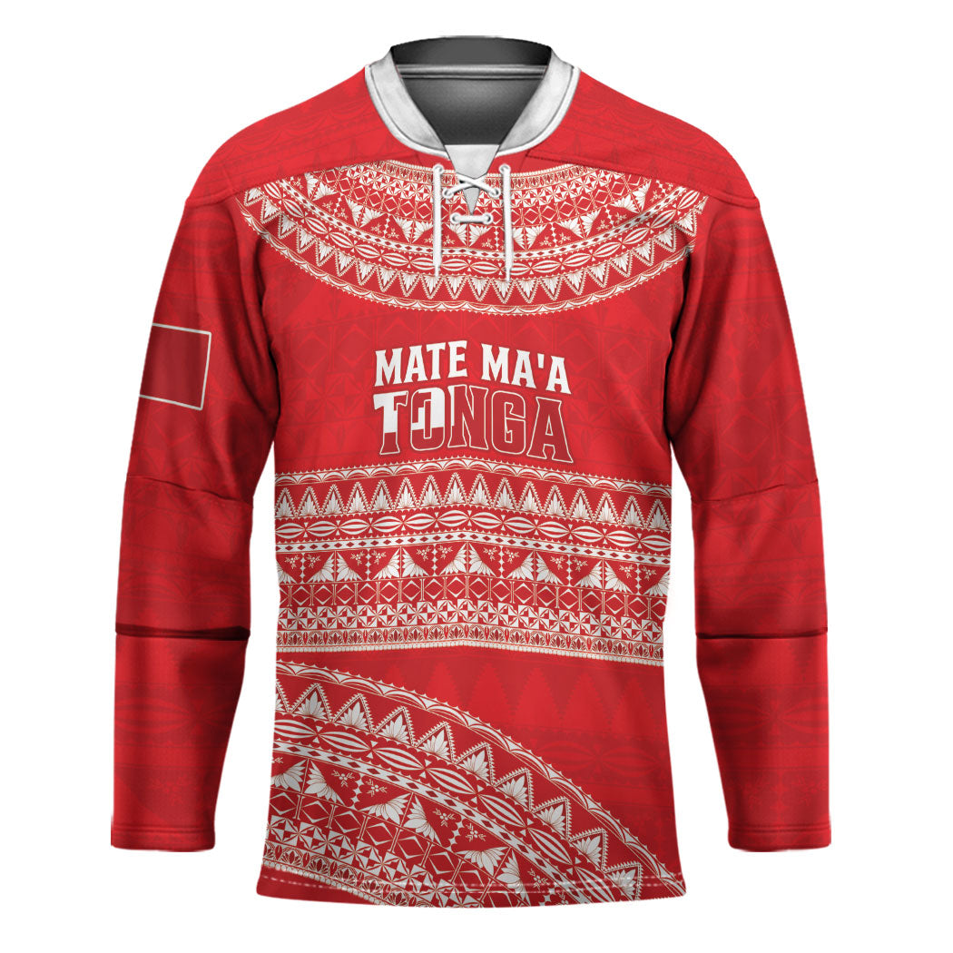 Mate Ma'a Tonga 2026 Rugby Custom Hockey Jersey Go Champions Tongan Ngatu Pattern LT14 Unisex Red - Polynesian Pride