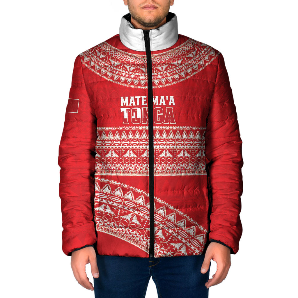 Mate Ma'a Tonga 2026 Rugby Custom Padded Jacket Go Champions Tongan Ngatu Pattern LT14 Men Red - Polynesian Pride