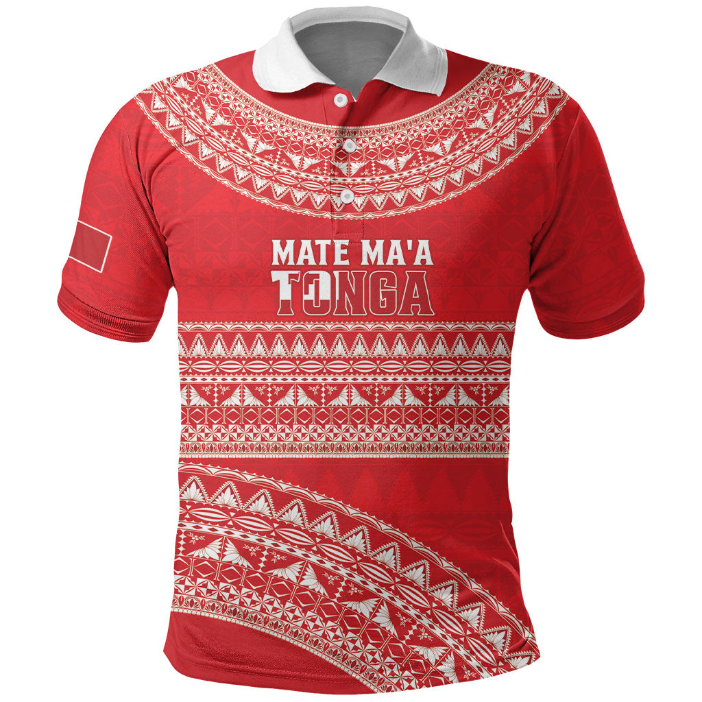 Mate Ma'a Tonga 2026 Rugby Custom Polo Shirt Go Champions Tongan Ngatu Pattern LT14 Red - Polynesian Pride