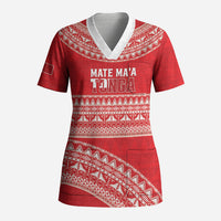 Mate Ma'a Tonga 2026 Rugby Custom Scrub Top Go Champions Tongan Ngatu Pattern LT14 Adult Red - Polynesian Pride