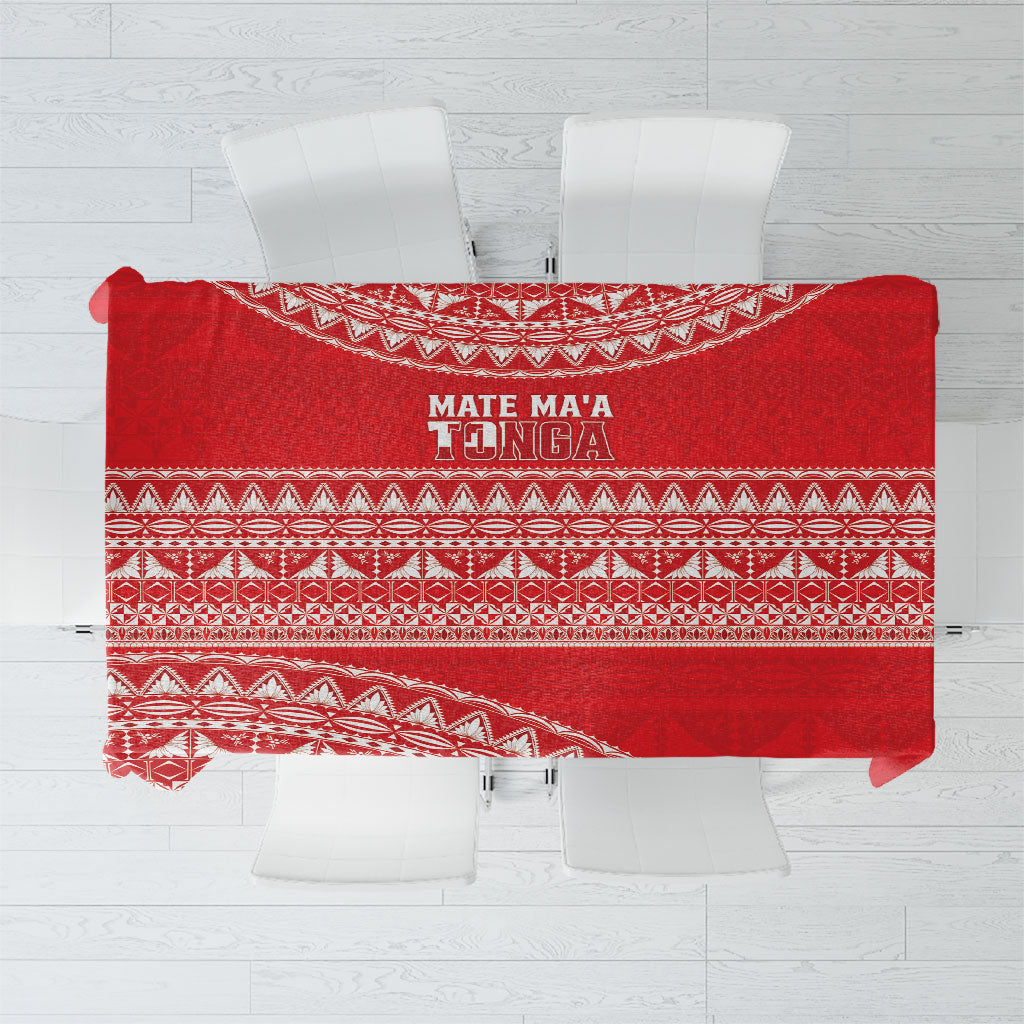 Mate Ma'a Tonga 2026 Rugby Tablecloth Go Champions Tongan Ngatu Pattern LT14 Red - Polynesian Pride