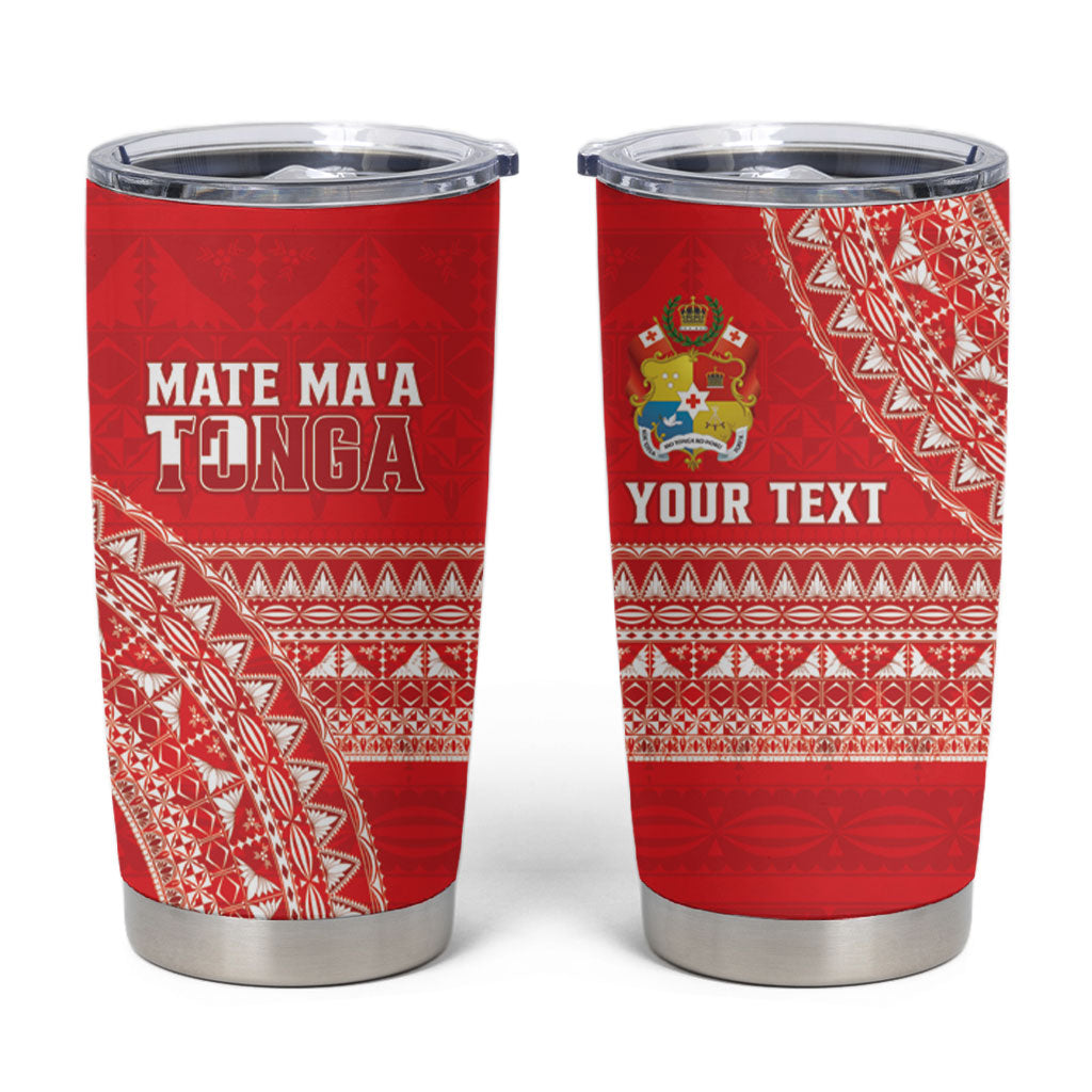 Mate Ma'a Tonga 2026 Rugby Custom Tumbler Cup Go Champions Tongan Ngatu Pattern LT14 Red - Polynesian Pride