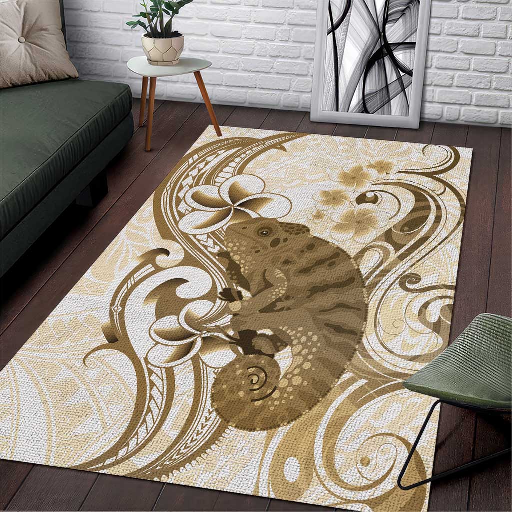 Brown And White Hawaii Chameleon Area Rug Plumeria Polynesian Tribal Art LT14 Brown - Polynesian Pride