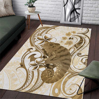 Brown And White Hawaii Chameleon Area Rug Plumeria Polynesian Tribal Art LT14 Brown - Polynesian Pride