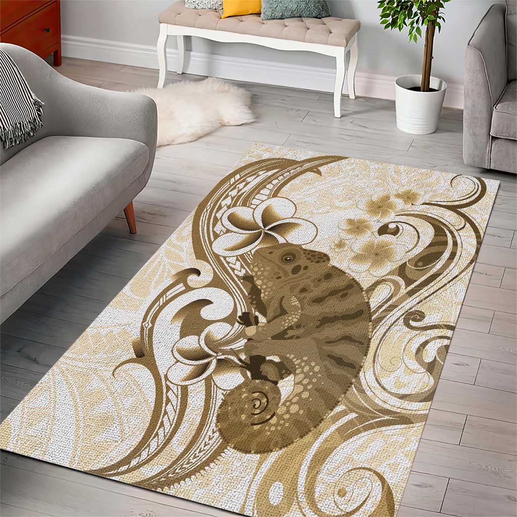 Brown And White Hawaii Chameleon Area Rug Plumeria Polynesian Tribal Art LT14 - Polynesian Pride