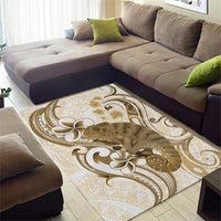 Brown And White Hawaii Chameleon Area Rug Plumeria Polynesian Tribal Art LT14 - Polynesian Pride