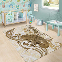 Brown And White Hawaii Chameleon Area Rug Plumeria Polynesian Tribal Art LT14 - Polynesian Pride