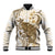 Brown And White Hawaii Chameleon Baseball Jacket Plumeria Polynesian Tribal Art