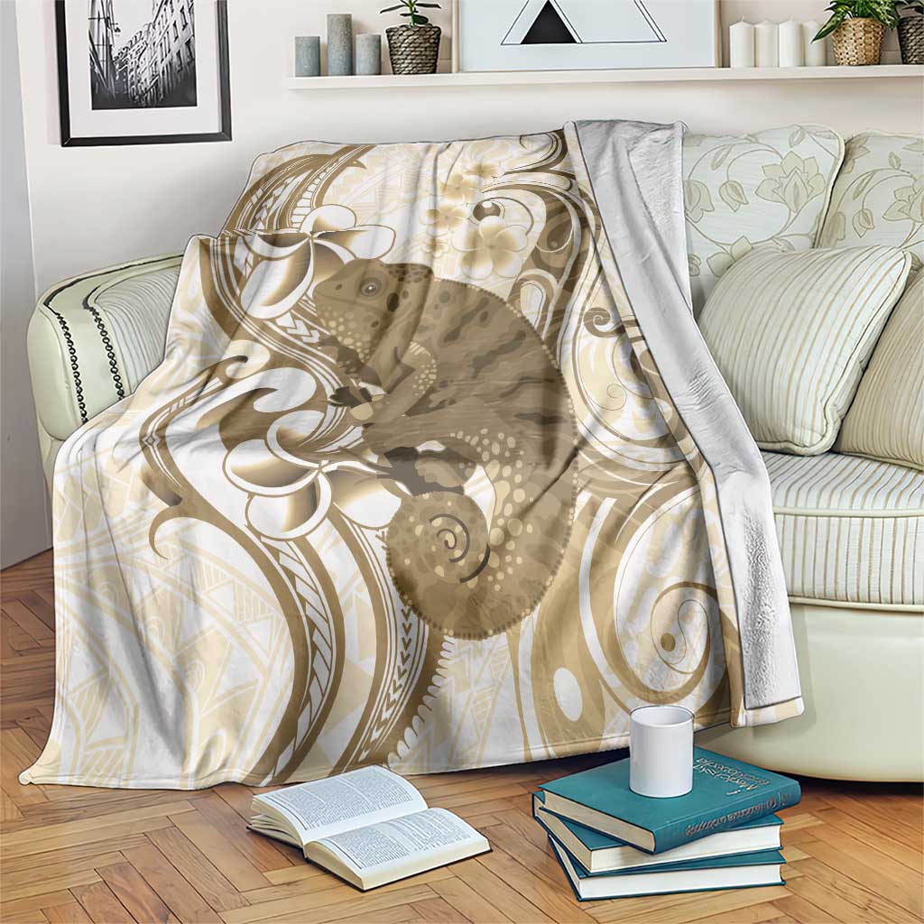 Brown And White Hawaii Chameleon Blanket Plumeria Polynesian Tribal Art LT14 Brown - Polynesian Pride