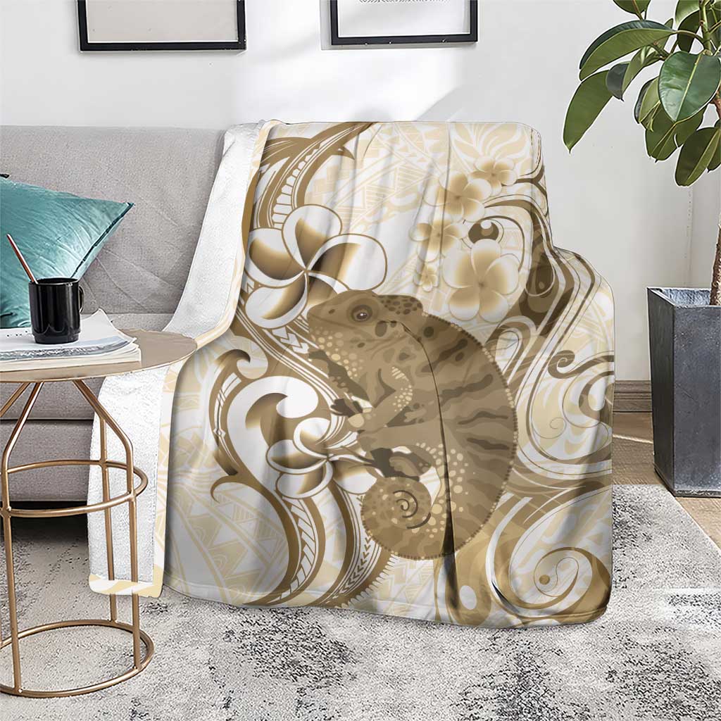 Brown And White Hawaii Chameleon Blanket Plumeria Polynesian Tribal Art LT14 - Polynesian Pride