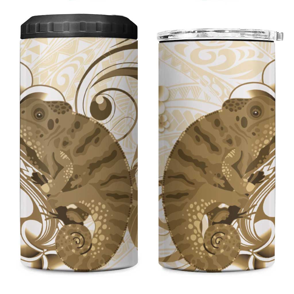 Brown And White Hawaii Chameleon 4 in 1 Can Cooler Tumbler Plumeria Polynesian Tribal Art LT14 One Size: 16 oz Brown - Polynesian Pride
