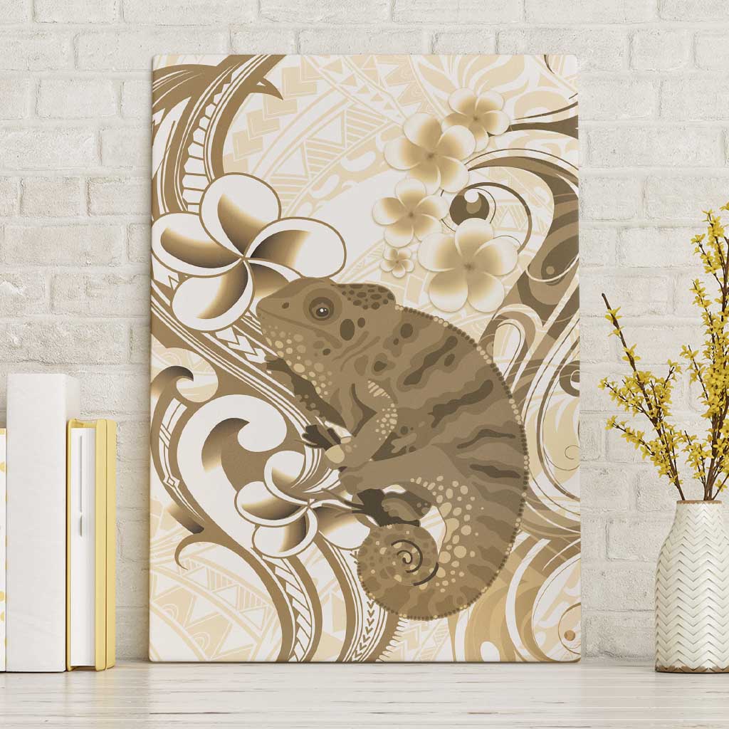 Brown And White Hawaii Chameleon Canvas Wall Art Plumeria Polynesian Tribal Art LT14 Without Frame Brown - Polynesian Pride