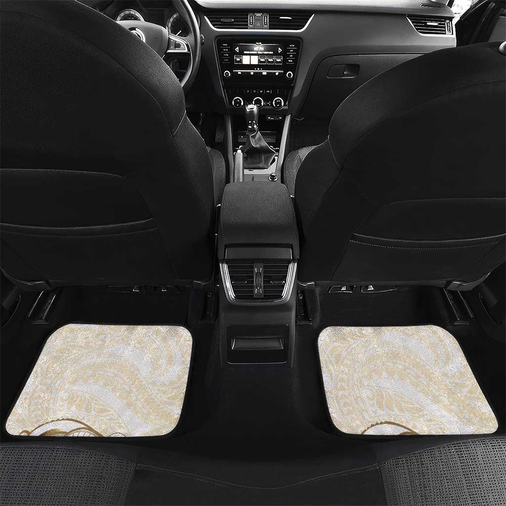 Brown And White Hawaii Chameleon Car Mats Plumeria Polynesian Tribal Art LT14 Set 2pcs - Back Brown - Polynesian Pride