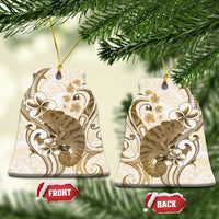 Brown And White Hawaii Chameleon Ceramic Ornament Plumeria Polynesian Tribal Art LT14 Bell Flake Brown - Polynesian Pride