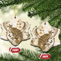 Brown And White Hawaii Chameleon Ceramic Ornament Plumeria Polynesian Tribal Art LT14 Snow Flake Brown - Polynesian Pride