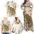 Brown And White Hawaii Chameleon Family Matching Off Shoulder Maxi Dress and Hawaiian Shirt Plumeria Polynesian Tribal Art