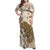 Brown And White Hawaii Chameleon Family Matching Off Shoulder Maxi Dress and Hawaiian Shirt Plumeria Polynesian Tribal Art