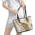 Brown And White Hawaii Chameleon Leather Tote Bag Plumeria Polynesian Tribal Art