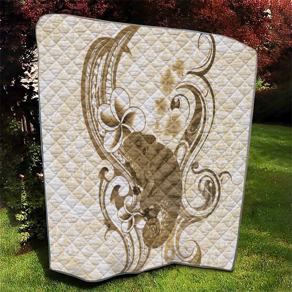Brown And White Hawaii Chameleon Quilt Plumeria Polynesian Tribal Art LT14 - Polynesian Pride