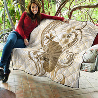 Brown And White Hawaii Chameleon Quilt Plumeria Polynesian Tribal Art LT14 - Polynesian Pride