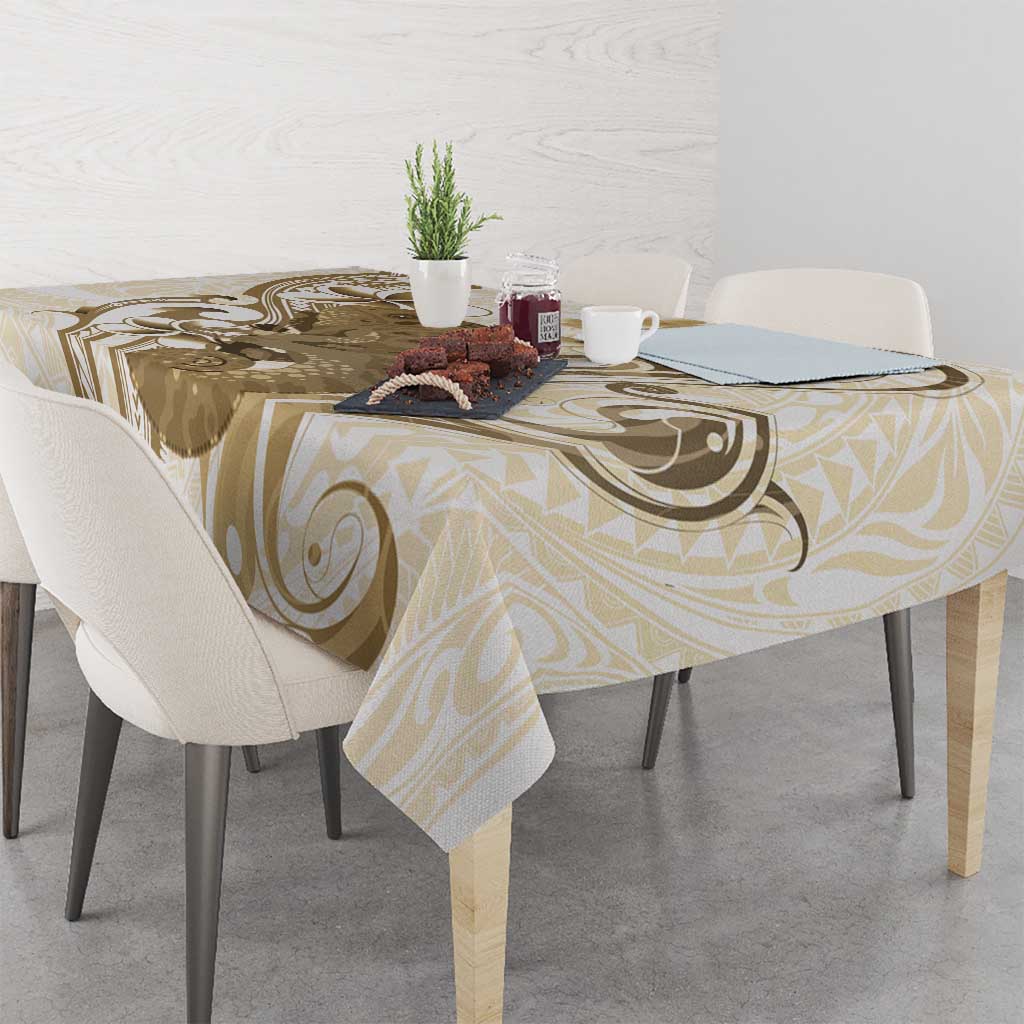 Brown And White Hawaii Chameleon Tablecloth Plumeria Polynesian Tribal Art LT14 - Polynesian Pride