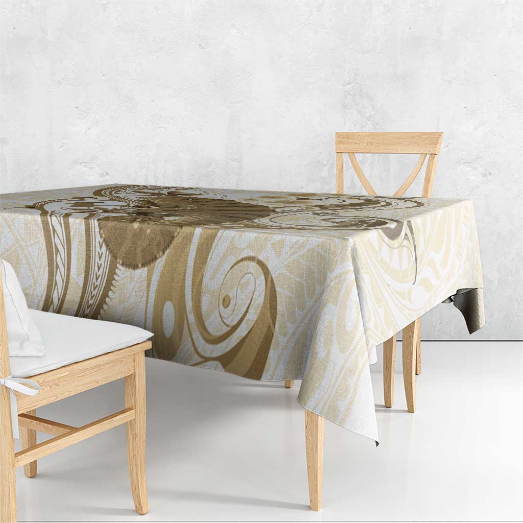 Brown And White Hawaii Chameleon Tablecloth Plumeria Polynesian Tribal Art LT14 - Polynesian Pride