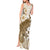 Brown And White Hawaii Chameleon Tank Maxi Dress Plumeria Polynesian Tribal Art