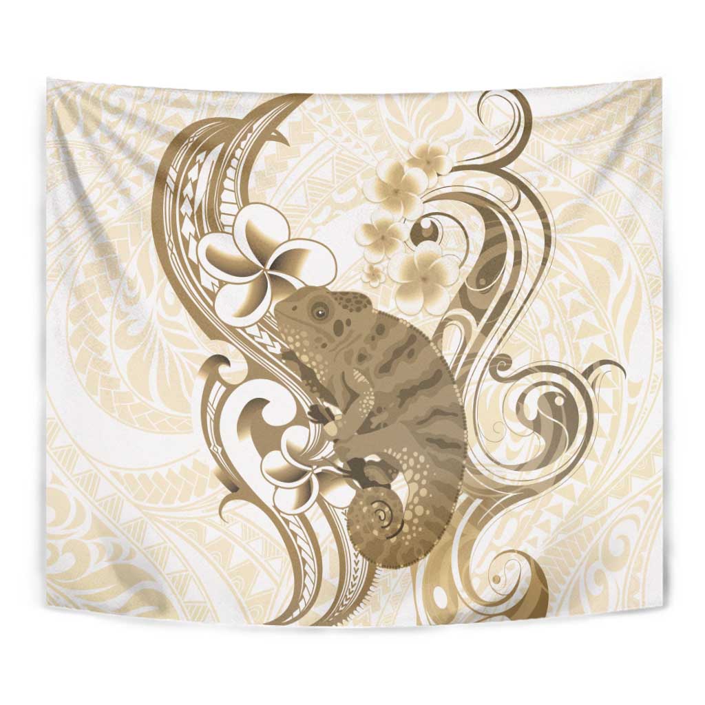 Brown And White Hawaii Chameleon Tapestry Plumeria Polynesian Tribal Art LT14 - Polynesian Pride