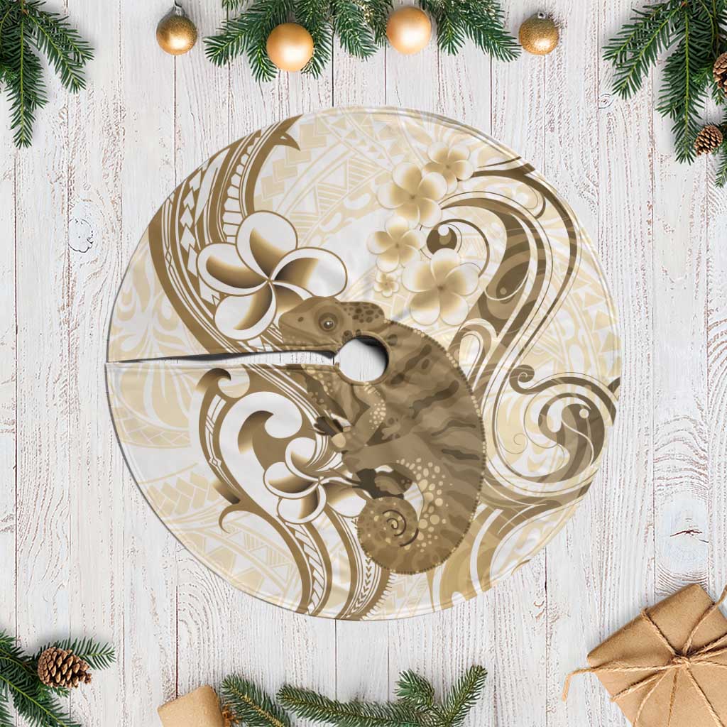 Brown And White Hawaii Chameleon Tree Skirt Plumeria Polynesian Tribal Art LT14 Casual Brown - Polynesian Pride
