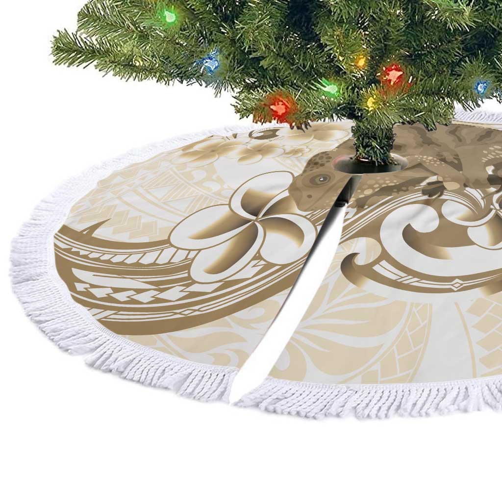 Brown And White Hawaii Chameleon Tree Skirt Plumeria Polynesian Tribal Art LT14 - Polynesian Pride