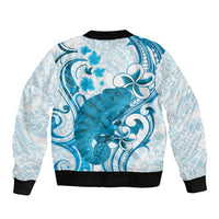 Cyan And White Hawaii Chameleon Bomber Jacket Plumeria Polynesian Tribal Art LT14 - Polynesian Pride