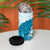 Cyan And White Hawaii Chameleon 4 in 1 Can Cooler Tumbler Plumeria Polynesian Tribal Art