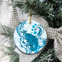 Cyan And White Hawaii Chameleon Ceramic Ornament Plumeria Polynesian Tribal Art LT14 - Polynesian Pride
